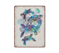 GQWJKSZ Panneau métallique Vintage drôle en étain, famille de tortues de mer, pour cuisine, jardin, Garage, salle de bains, décoration murale, 30x40 cm