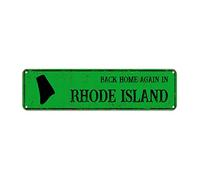 GQWJKSZ Plaque en métal « Back Home Again in Rhode Island » - Plaques vintage rétro en étain - Plaque en aluminium pour cuisine, maison, jardin, mur, bar, café, décoration 10 x 40 cm