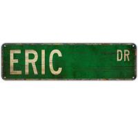 GQWJKSZ Plaque en métal ERIC DR, vintage, rétro, en aluminium, pour chambre à coucher, cuisine, jardin, mur, bar, club, café, décoration d'intérieur, 10 x 40 cm