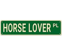 GQWJKSZ Plaque en métal « HORSE LOVER PL » vintage, rétro, en aluminium, pour chambre, cuisine, jardin, mur, bar, club, café, décoration d'intérieur, 10 x 40 cm