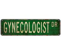 GQWJKSZ Plaque en métal vintage « gynécologue » - Plaque en aluminium rétro pour chambre à coucher, cuisine, jardin, mur, bar, club, café, décoration d'intérieur, 10 x 40 cm