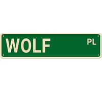 GQWJKSZ Plaque en métal WOLF PL, vintage, rétro, en aluminium, pour chambre, cuisine, jardin, mur, bar, club, café, décoration d'intérieur, 10 x 40 cm
