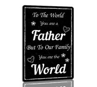 GQWJKSZ Pour le monde, tu es un père, mais pour notre famille, tu es le monde. Plaque en étain, décoration murale pour chambre, bureau, salon, cadeau pour papa, 20 x 30 cm.