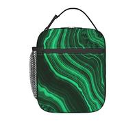GQWJKSZ Sac à déjeuner à texture malachite, boîte à déjeuner isolée durable, sac fourre-tout réutilisable pour adultes, sac isotherme réutilisable