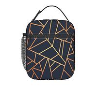 GQWJKSZ Sac à déjeuner en cuivre et bleu marine de minuit, boîte à déjeuner isolée durable, sac fourre-tout réutilisable pour adultes, sac isotherme réutilisable