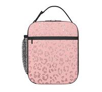 GQWJKSZ Sac à déjeuner moderne en faux or rose pailleté léopard girly rose, boîte à déjeuner isolée durable, sac fourre-tout réutilisable pour adultes, sac isotherme réutilisable