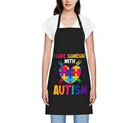 GQWJKSZ Sensibilisation à l'autisme J'aime quelqu'un avec l'autisme Tabliers pour femmes hommes Tablier à bavette imperméable Tabliers de chef pour la cuisine Cuisson Cuisson Barbecue Jardinage