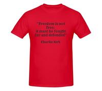 GQWJKSZ T-Shirt à Manches Courtes et col Ras du Cou Charlie Kirk pour Homme en Coton, Motif « La liberté n'est Pas Gratuite, il Faut se Battre pour la défendre »