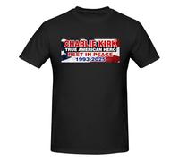 GQWJKSZ T-Shirt à Manches Courtes et col Ras du Cou pour Homme, Motif Charlie Kirk, véritable héros américain, Repose en Paix, Drapeau américain