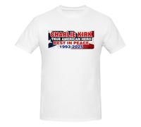 GQWJKSZ T-Shirt à Manches Courtes et col Ras du Cou pour Homme, Motif Charlie Kirk, véritable héros américain, Repose en Paix, Drapeau américain