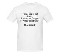 GQWJKSZ T-Shirt à Manches Courtes et col Rond pour Homme en Coton avec Inscription « La liberté n'est Pas Gratuite, il Faut se Battre pour la défendre » de Charlie Kirk
