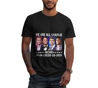 GQWJKSZ T-Shirt Vintage « Nous Sommes Tous Charlie Kirk Maintenant » - Coupe Classique, col Ras du Cou, Adulte Noir