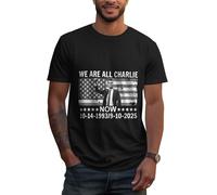 GQWJKSZ T-Shirt Vintage « Nous Sommes Tous Charlie Kirk Maintenant » - Coupe Classique, col Ras du Cou, Adulte Noir