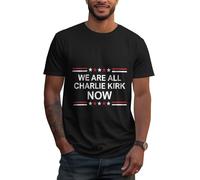 GQWJKSZ T-Shirt Vintage « Nous Sommes Tous Charlie Kirk Maintenant » - Coupe Classique, col Ras du Cou, Adulte Noir