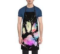 GQWJKSZ Tablier imperméable à l'eau de teinture de cravate d'impression de patte de chien avec 2 poches tabliers de chef de cuisine bavoirs pour la cuisson cuisson peinture jardinage toilettage