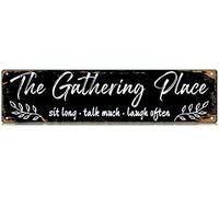 GQWJKSZ The Gathering Place Slim Tin Sign Street Funny Gather Metal Sign Décoration murale pour cuisine salle à manger ferme maison bar garage homme cave Art mural cadeau 4" par 16"