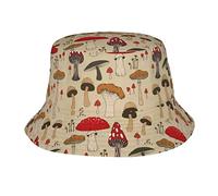 GQWJKSZ The Various Mushroom Art Bucket Hats for Women Men Unisex Summer Fisherman Hats Teens Sun Protection Cap Packable Trendy Travel Beach Vacation Cap Black