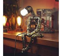 GQZGGXX Lampe de Table Vintage Rétro Industrielle Tuyaux D'eau En Fer Lampe De Table Robot Lampe De Bureau Steampunk (Ampoule Non Incluse)