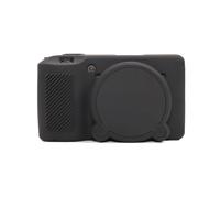 GR IIIx GR III Étui de protection en silicone souple ultra fin et léger pour appareil photo Ricoh GR IIIx GR III GR3x GR3 avec couvercle d'objectif amovible (Noir)