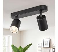 Gr4tec Plafonnier 2 Spots Orientable GU10, Moderne Spots de Plafond Noir | Rampe Spots et Rails Métal, Luminaire Plafonnier/Applique Murale Intérieure pour Cuisine Couloir Chambre, Sans Ampoule