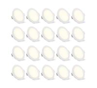Gr4tec Spot Encastrable LED, Spot Salle de Bain IP65 Blanc Chaud, Lot de 20 | Spots de Plafond Trou 68-80mm, Spots Extra Plat Blanc Chaud 400LM, 220V Spot Encastré pour Salon Chambre Cuisine
