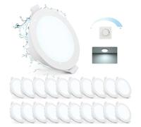 Gr4tec Spot LED Encastrable Extra Plat Lot de 20, Spot LED Dimmable Blanc Froid 6500K 6W 400LM, Spot Etanche Salle de Bain IP65, Plafonnier LED Encastrable Trou 68-80mm pour Salon Cuisine Chambre
