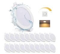 Gr4tec Spot LED Encastrable IP65 Salle de Bain, 20 LED Dimmable Blanc Chaud 2700K 6W 400LM, Extra Plat 35mm, Trou 68-80mm pour Cuisine Chambre Salon