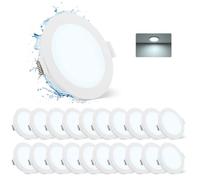 Gr4tec Spot LED Encastrable Lot de 20, Spot Etanche Salle de Bain IP65 Blanc Froid 6500K 5W 400LM, Spots Extra Plat 35mm, Plafonnier LED Encastrable Trou 68-80mm, Spot Encastré pour Salon Chambre