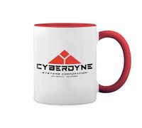 GR8Shop Cyberdyne Systems Retro Sci-Fi Logo For Tech Lovers, Gamers & Terminator Fans Blanc tasse à café avec Red Rim et poignée Mug