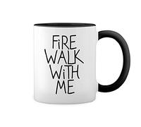 GR8Shop Fire Walk Walk With Me Blanc tasse de café avec jante noire et poignée Mug