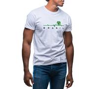 GR8Shop Football Heartbeat Love Brasil World Cup 2022 T-Shirt Blanc pour Les Hommes Size L