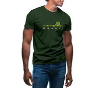 GR8Shop Football Heartbeat Love Brasil World Cup 2022 T-Shirt Vert Militaire pour Homme Size L