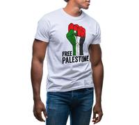 GR8Shop Free Palestine Flag Fist Gaza T-Shirt Blanc pour Les Hommes Size XL