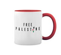 GR8Shop Free Palestine Flag In The Heart Blanc tasse à café avec Red Rim et poignée Mug