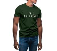 GR8Shop Free Palestine Flag in The Heart T-Shirt Vert Militaire pour Homme Size L