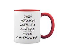 GR8Shop Friends Eat Like Joey Dress Like Rachel Cook Like Monica Blanc tasse à café avec Red Rim et poignée Mug