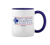 GR8Shop Grey'S Anatomy Greys And Sloan Memorial Hospital Blanc tasse de café avec le bleu et poignée Rim Mug