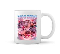 GR8Shop Hippo Moo Deng Baby Pygmy Hippopotamus Tasse blanche Café Mug