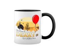 GR8Shop It Horror Movie Welcome To Derry Stephen King Inspired Blanc tasse de café avec jante noire et poignée Mug