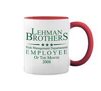 GR8Shop Lehman Brothers Emploee Of Risk Management Department 2008 Blanc tasse à café avec Red Rim et poignée Mug