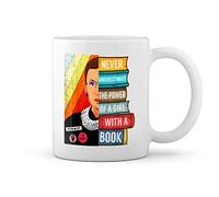 GR8Shop Never Underestimate Power of A Girl With Book Tasse blanche Café Mug