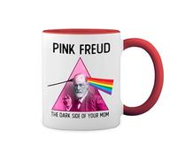 GR8Shop Pink Freud The Dark Side Of Your Mom Fun Lustige Trend Blanc tasse à café avec Red Rim et poignée Mug