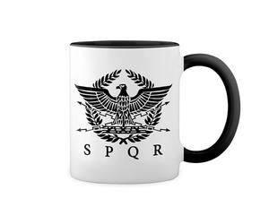GR8Shop Spqr Roman Gladiator Imperial Golden Eagle Army New Trend Fun Lustig Blanc tasse de café avec jante noire et poignée Mug