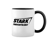 GR8Shop Stark Industries Iron Man Avenger Blanc tasse de café avec jante noire et poignée Mug