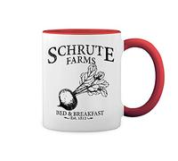 GR8Shop The Office TV Show Schrute Farms Dwight Dunder Miffline Beets Blanc tasse à café avec Red Rim et poignée Mug