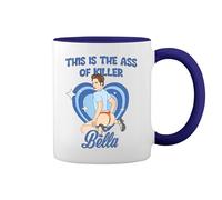 GR8Shop This Is The Ass Of Killer Bella Twilight Fun Lustige Trend Blanc tasse de café avec le bleu et poignée Rim Mug