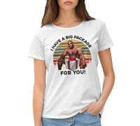 GR8Shop Vintage I Have a big Package for You Barry Wood T-Shirt Femme Blanc Size M