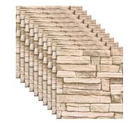 Graargpro Lot de 10 papiers peints adhésifs imperméables imitation brique 3D, blanc vieilli, pour cuisine, salon, chambre ou bureau