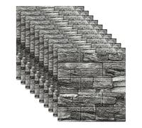 Graargpro Lot de 10 papiers peints adhésifs imperméables imitation brique 3D, noir brique, pour cuisine, salon, chambre ou bureau