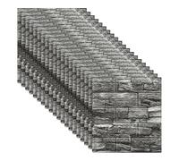 Graargpro Lot de 20 papiers peints adhésifs imperméables imitation brique 3D Panneaux muraux imitation brique pour cuisine, salon, chambre ou bureau, noir brique
